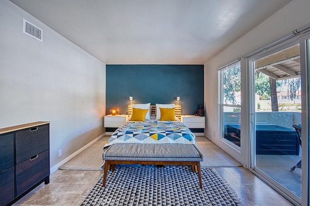 30735 Calle Resplendor, San Juan Capistrano, CA 92675 - bedroom with baseboards, access to outside, an accent wall, and visible vents