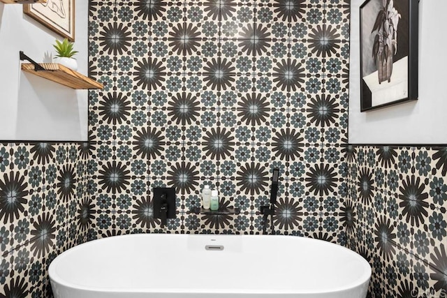 full bath with a soaking tub