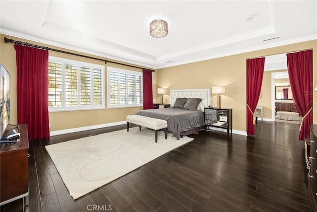18345 Watson Way, Yorba Linda, CA 92886 - bedroom with crown molding, baseboards, wood finished floors, and a raised ceiling