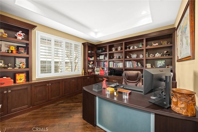 18345 Watson Way, Yorba Linda, CA 92886 - office with a raised ceiling and dark wood-style floors