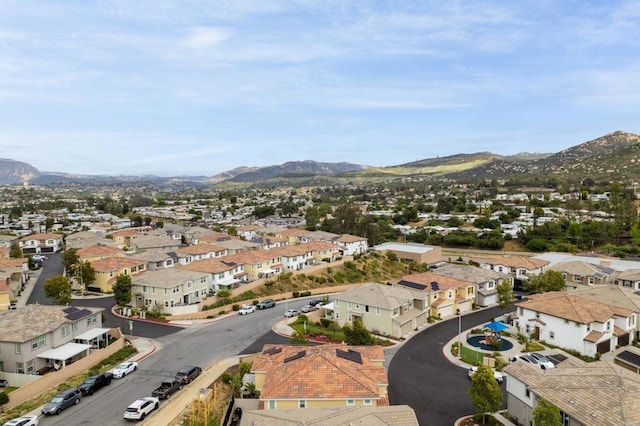 aerial view featuring a residential view and a mountain view