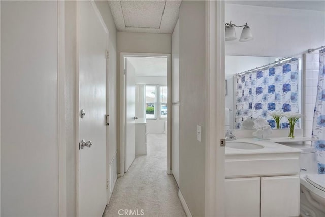7553 Agua Dulce Ct, Carlsbad, CA 92009 - bathroom with vanity and curtained shower