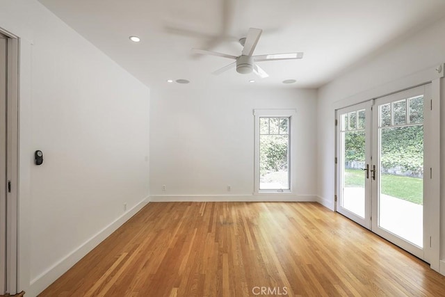 3325 Alana Dr, Sherman Oaks, CA 91403 - empty room with light wood-type flooring, a ceiling fan, baseboards, and recessed lighting