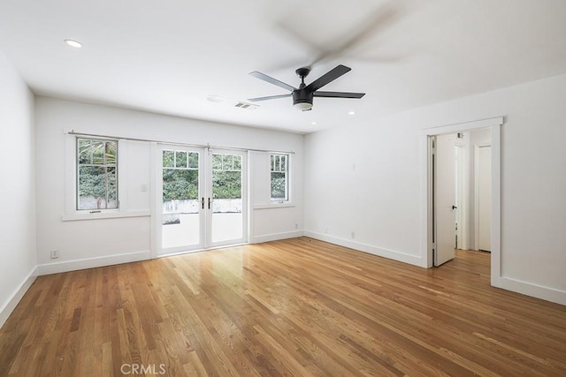 3325 Alana Dr, Sherman Oaks, CA 91403 - spare room featuring a ceiling fan, baseboards, visible vents, and light wood finished floors