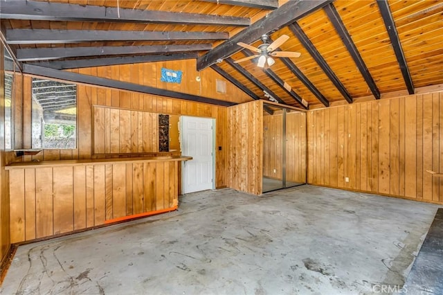 7038 Mclennan Ave, Lake Balboa, CA 91406 - interior space featuring wooden walls, ceiling fan, and wooden ceiling