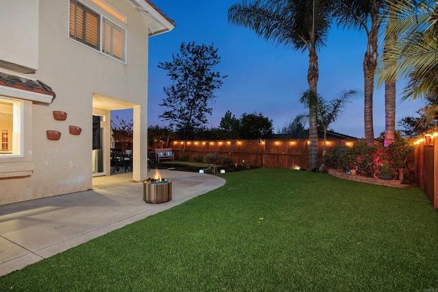view of yard featuring a fenced backyard and a patio area
