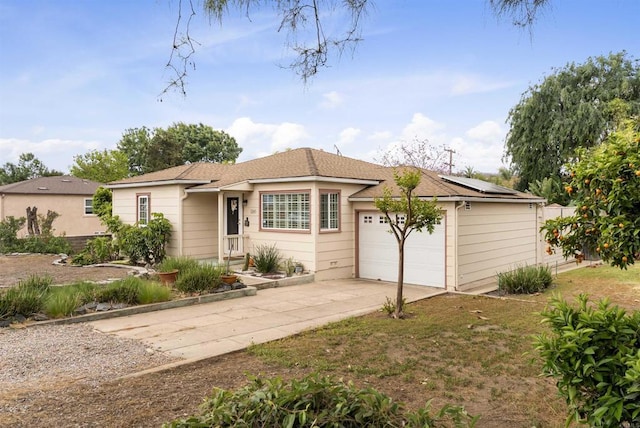 1265 Dawnridge Ave, El Cajon, CA 92021 - ranch-style home with a garage, solar panels, and concrete driveway