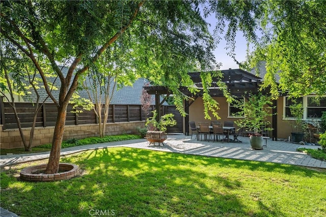 view of yard with a patio and a fenced backyard