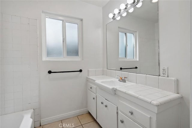 120 Alamitos Ave Unit 10, Long Beach, CA 90802 - full bathroom with baseboards, tile patterned floors, a healthy amount of sunlight, and vanity