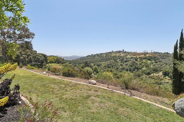 view of yard featuring a mountain view