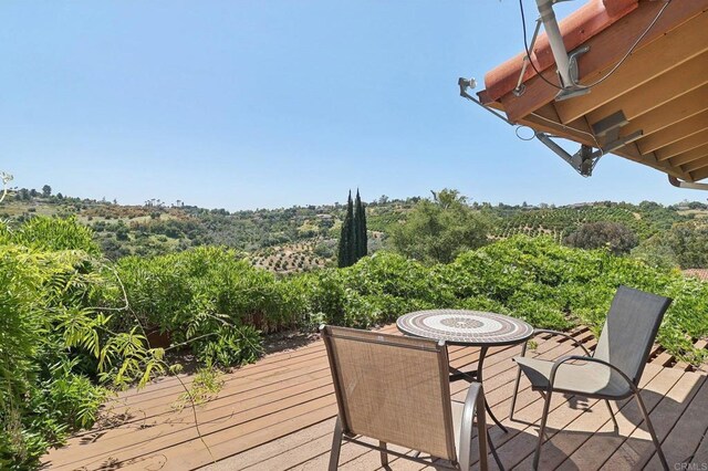 wooden deck featuring outdoor dining area