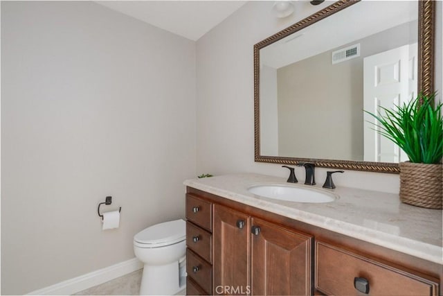 24661 Las Patranas, Yorba Linda, CA 92887 - bathroom with visible vents, vanity, toilet, baseboards, and tile patterned floors