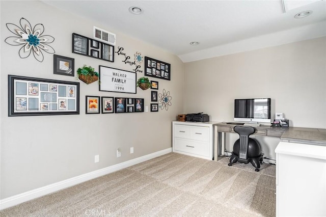 24661 Las Patranas, Yorba Linda, CA 92887 - carpeted office space featuring baseboards, recessed lighting, built in study area, and visible vents