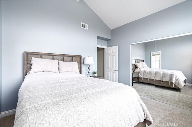 24661 Las Patranas, Yorba Linda, CA 92887 - carpeted bedroom with high vaulted ceiling, baseboards, and visible vents
