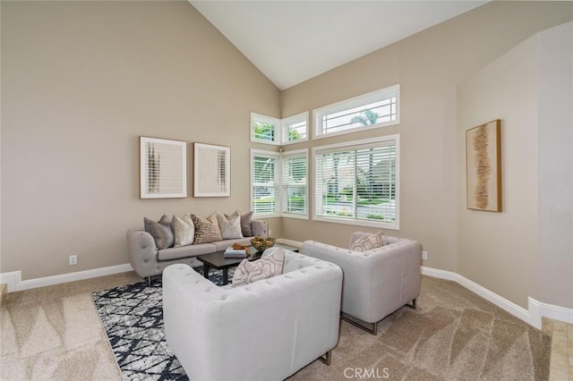 24661 Las Patranas, Yorba Linda, CA 92887 - carpeted living area with high vaulted ceiling and baseboards