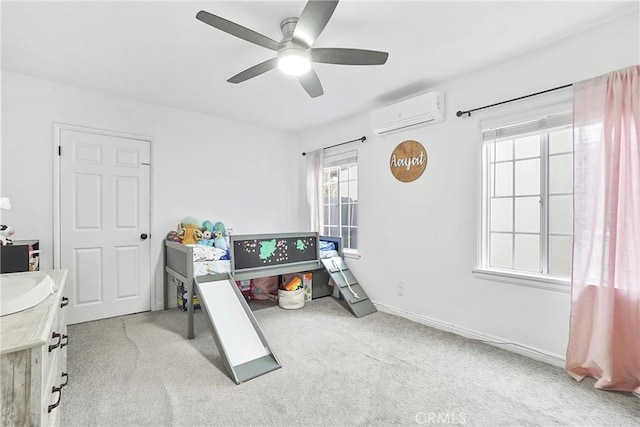 4161 Lynd Ave, Arcadia, CA 91006 - home office with a wall unit AC, ceiling fan, carpet flooring, and baseboards