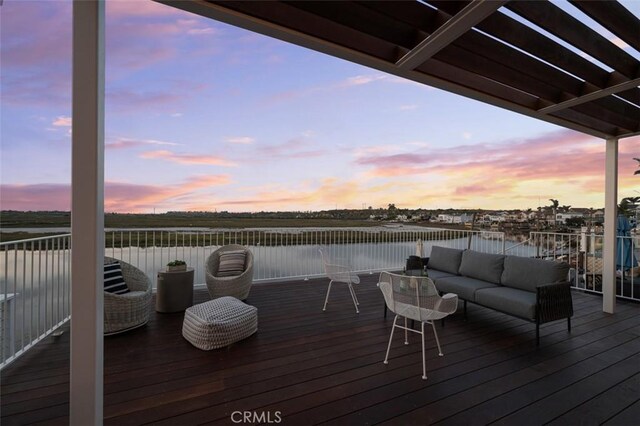 207 Canal St, Newport Beach, CA 92663 - wooden deck with an outdoor hangout area and a water view