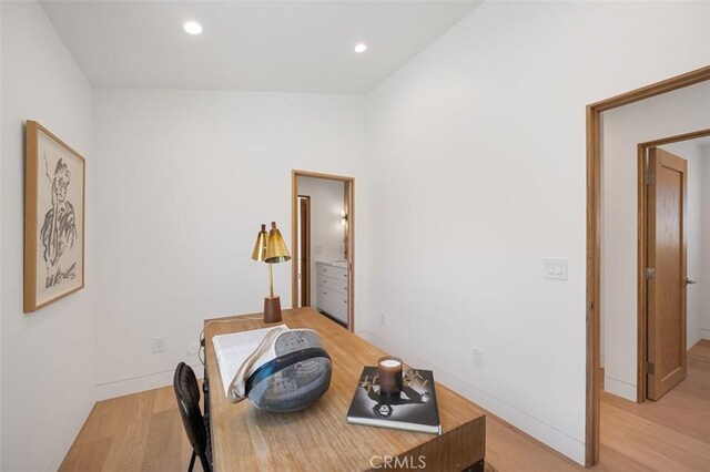 207 Canal St, Newport Beach, CA 92663 - home office with light wood-type flooring and recessed lighting