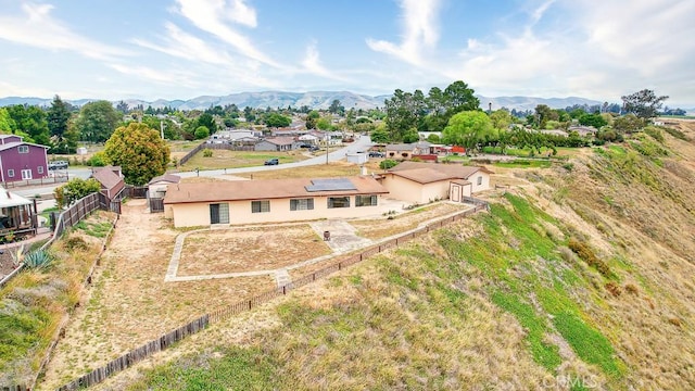 bird's eye view featuring a residential view and a mountain view