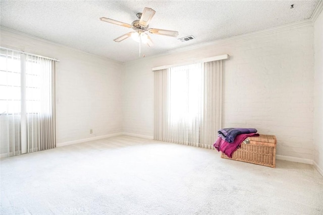 1422 W Riverside Dr, Burbank, CA 91506 - interior space featuring carpet floors, ornamental molding, and a textured ceiling