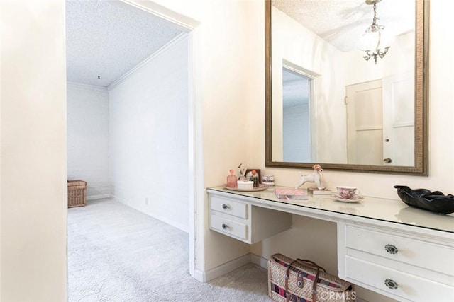 1422 W Riverside Dr, Burbank, CA 91506 - bathroom with vanity, ornamental molding, and a textured ceiling
