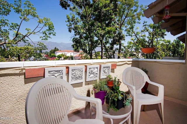balcony with a mountain view