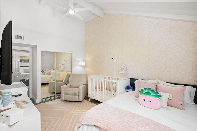 30 Starfish Ct Unit 14, Newport Beach, CA 92663 - bedroom featuring lofted ceiling with beams and visible vents