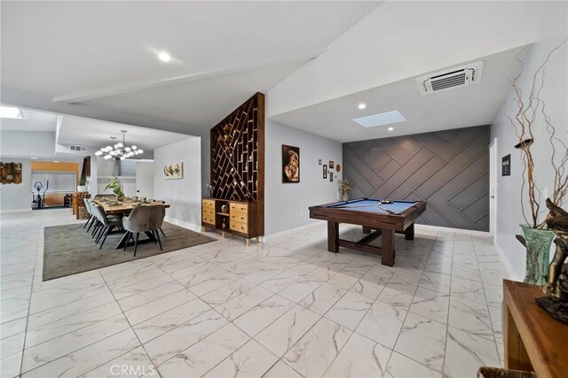2450 Cameron Ave, Covina, CA 91724 - playroom with marble finish floor, visible vents, billiards, and an accent wall