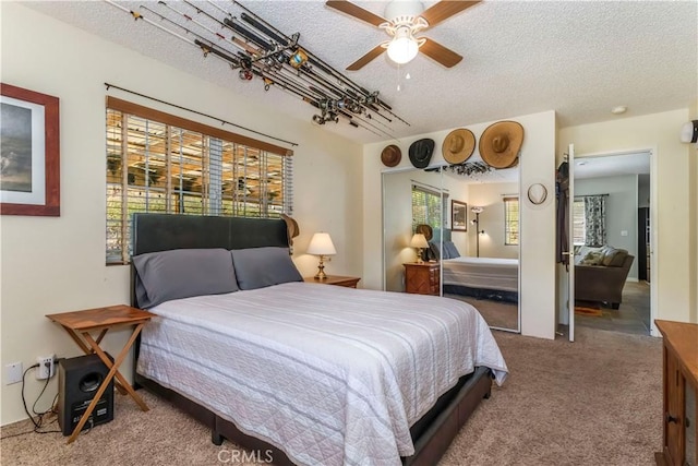33660 White Feather Rd, Acton, CA 93510 - carpeted bedroom with a textured ceiling and ceiling fan