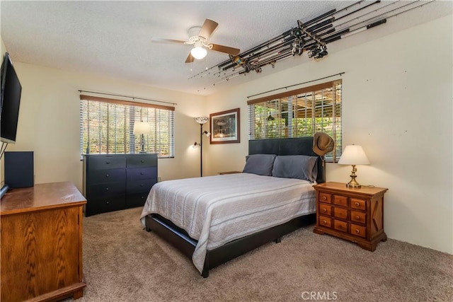 33660 White Feather Rd, Acton, CA 93510 - bedroom featuring carpet floors, a textured ceiling, and ceiling fan