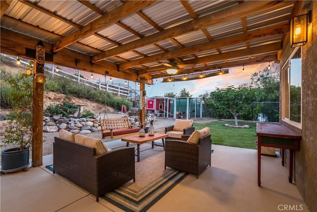 33660 White Feather Rd, Acton, CA 93510 - fenced backyard with outdoor lounge area and a patio