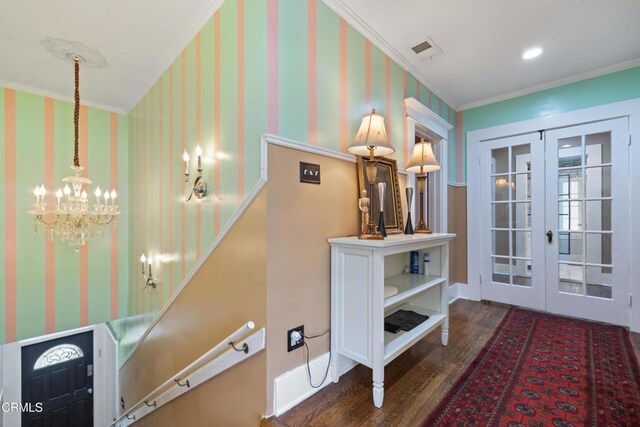 1900 Taft Ave, Los Angeles, CA 90068 - interior space with visible vents, ornamental molding, and french doors
