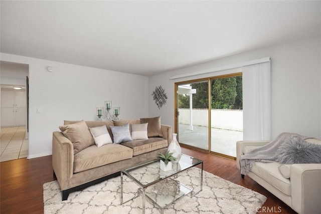 living room with wood finished floors
