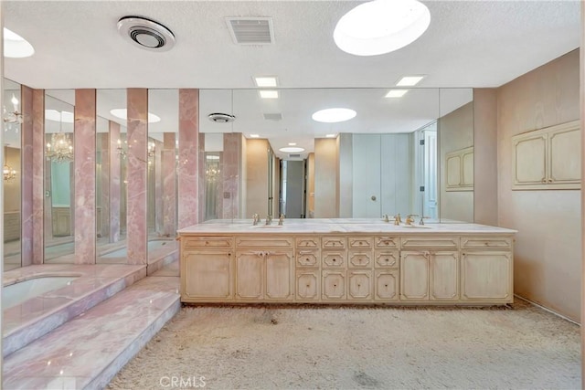 4300 Parkview Dr, Lakewood, CA 90712 - full bathroom featuring a sink, a walk in shower, double vanity, and visible vents