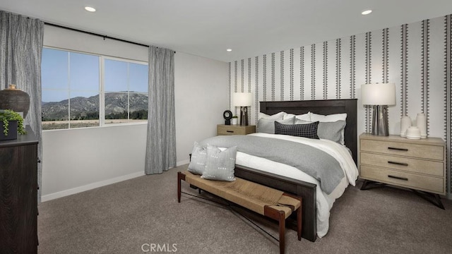 32798 Crystal Cove Ct, Winchester, CA 92596 - bedroom featuring recessed lighting, baseboards, a mountain view, and carpet
