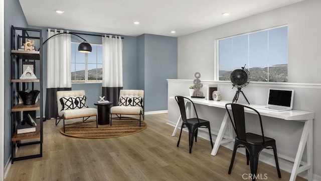 32798 Crystal Cove Ct, Winchester, CA 92596 - office area with recessed lighting, baseboards, and wood finished floors