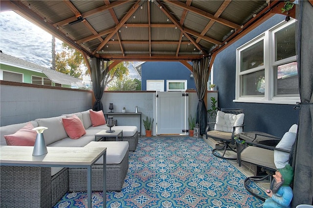 3871 San Mateo Ave, Riverside, CA 92504 - view of patio with a gazebo, outdoor lounge area, and fence