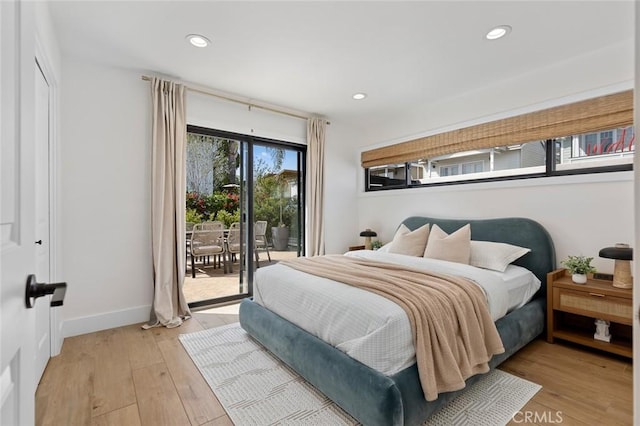 317 Via Lido Nord, Newport Beach, CA 92663 - bedroom with access to outside, light wood finished floors, recessed lighting, and baseboards