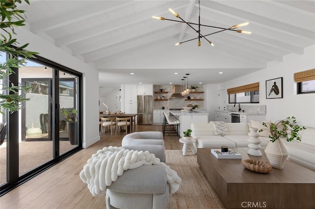317 Via Lido Nord, Newport Beach, CA 92663 - living area with light wood-style flooring and a chandelier