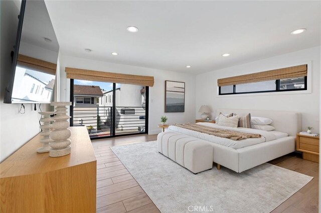 317 Via Lido Nord, Newport Beach, CA 92663 - bedroom with access to outside, recessed lighting, and wood finished floors