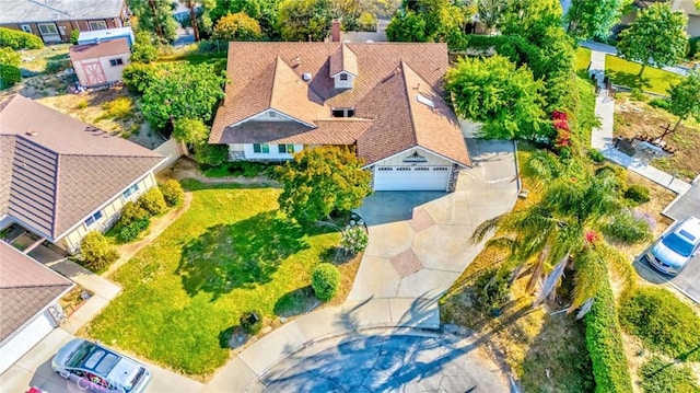 aerial view with a residential view