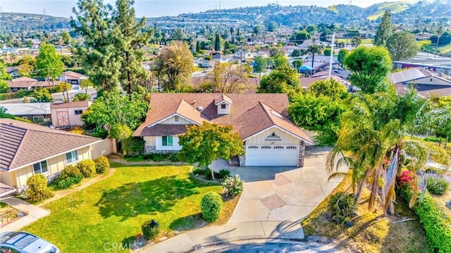 aerial view with a residential view