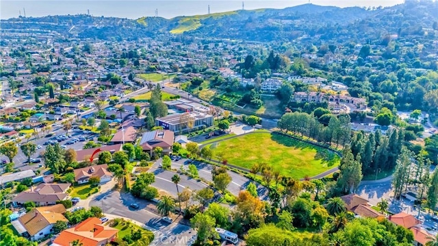 aerial view with a mountain view
