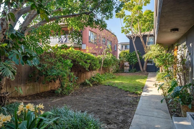 view of yard with fence