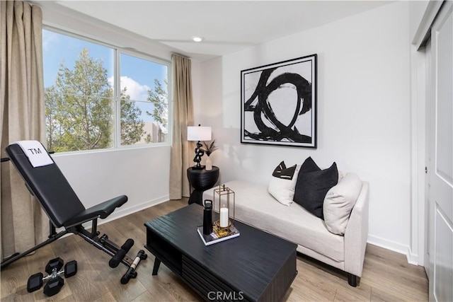 960 N Tangent Privado Unit 204, Ontario, CA 91764 - living room featuring light wood-style floors, recessed lighting, and baseboards