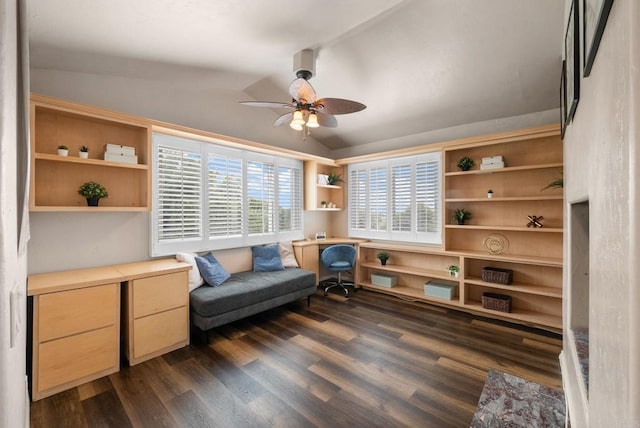 1994 Warmlands Ave, Vista, CA 92084 - sitting room featuring lofted ceiling, ceiling fan, and dark wood-style flooring