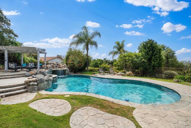 1994 Warmlands Ave, Vista, CA 92084 - view of pool with a pergola, fence, and a patio