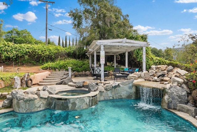 1994 Warmlands Ave, Vista, CA 92084 - view of swimming pool with a patio, an outdoor living space, and a pool with connected hot tub