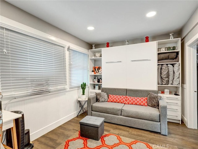 16855 12th St, Sunset Beach, CA 90742 - living area featuring wood finished floors, recessed lighting, and baseboards