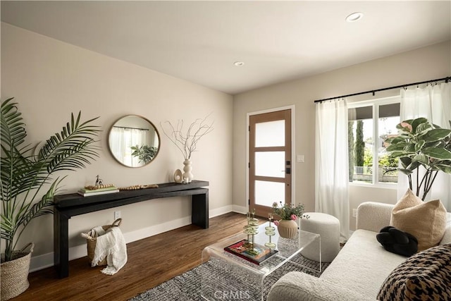 3420 Lifur Ave, Los Angeles, CA 90032 - living area featuring wood finished floors, baseboards, and recessed lighting